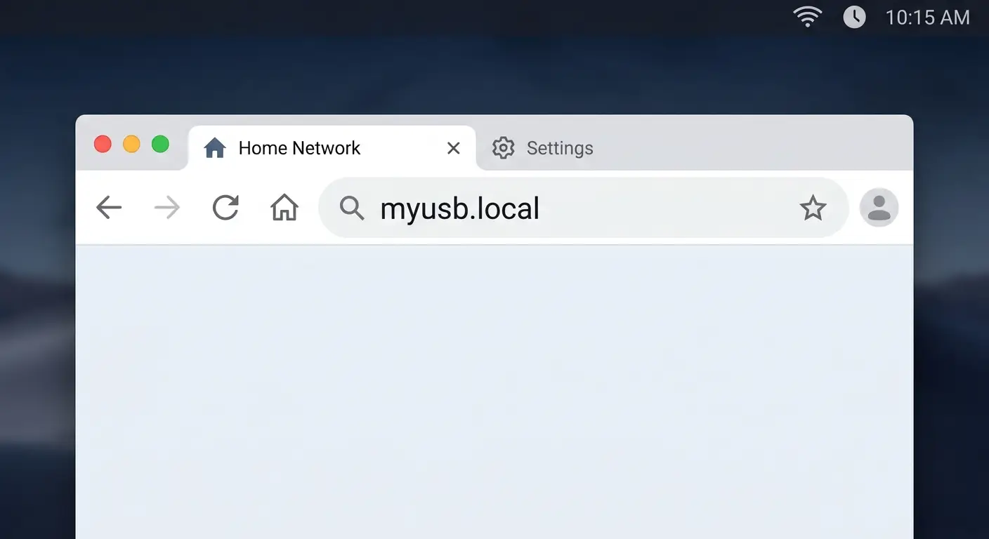A browser with myusb.local typed into the address bar