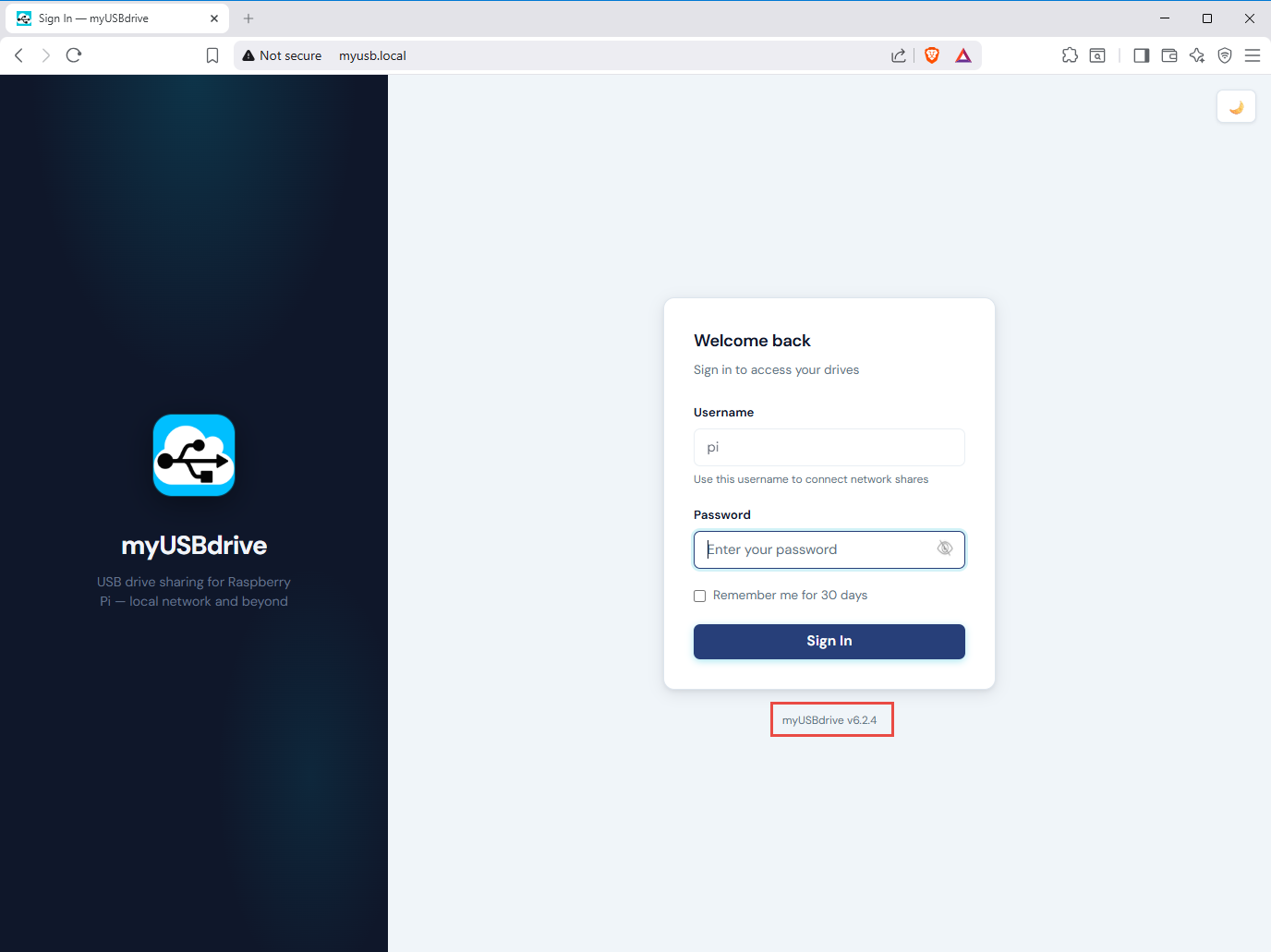 myUSBdrive - Sign in after update