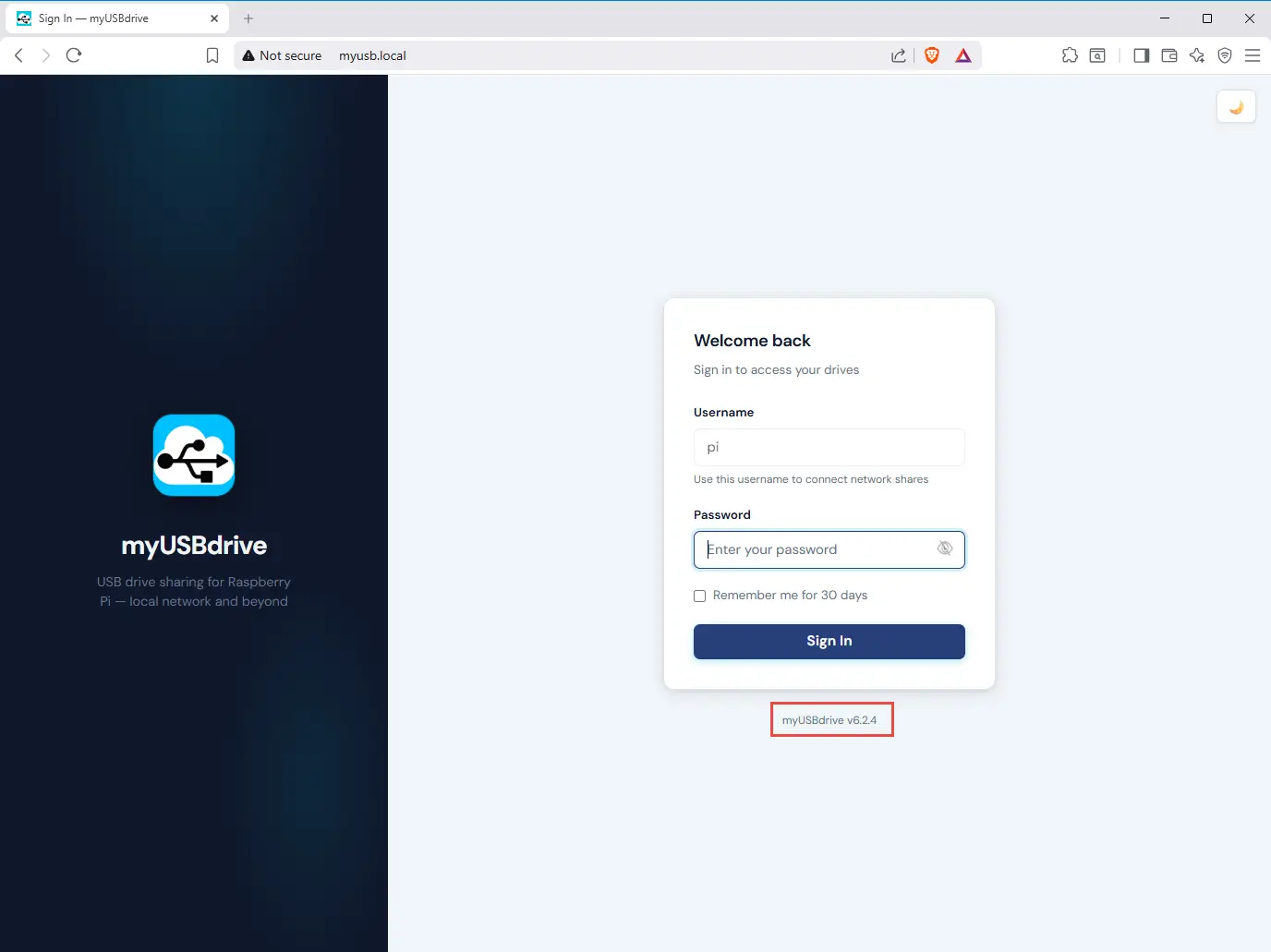 myUSBdrive - Sign in after update