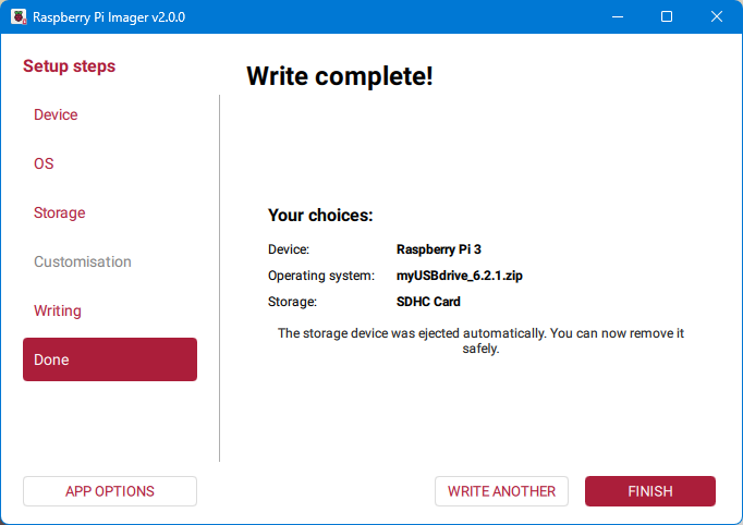 Raspberry Pi Imager - Write complete
