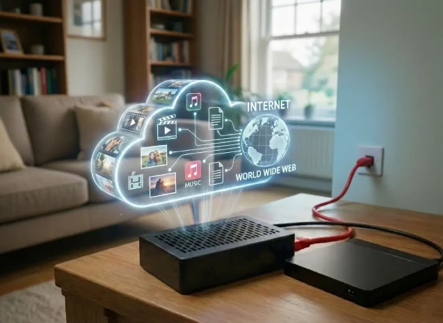 myUSBdrive running on a Raspberry Pi in a living room